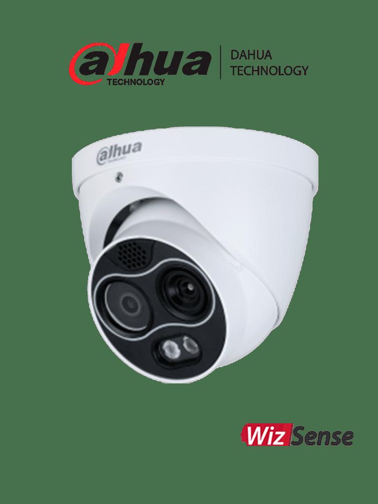 DAHUA DH-TPC-DF1241N-D3F4 - Camara IP Domo Termica Hibrida/ WizSense/ Resolución de Imagen Termica 256x192/ Lente Termico de 3.5mm/ Lente Visible de 4 Megapixeles y 4 mm con 84 Grados/ H.265/ E&S de Alarma/ Detección de Fuego/ IP67/ PoE/ Eureka/ #LoNuevo