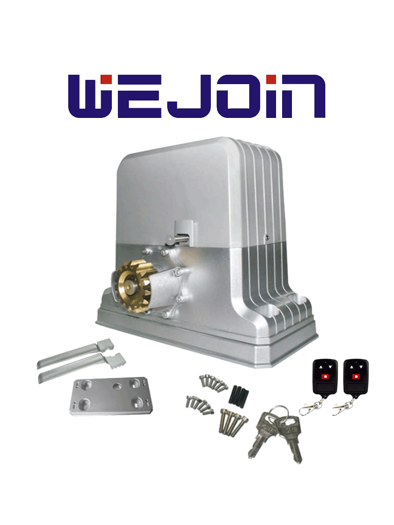 WEJOIN WJPKMP202 - Motor para portón deslizante / Peso máximo 1800 Kg / Control remoto 418 Mhz / Limites físicos / Compatible con Cremallera WJKJCT