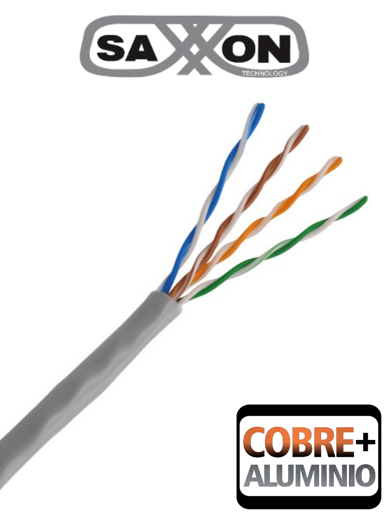 SAXXON OUTP5ECCA305G - Bobina de Cable UTP Cat5e/ 305 Metros/ CCA/ Color Gris/ Uso Interior/ Cert ISO9001/ UL 444/ RoSH/ ANSI/ TIA/ EI-568B