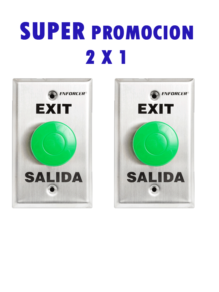 Seco-Larm 2 PAQ SD7201GCPE1Q - 2 Placas Con Botón Para Presionar De Color Verde De Salida. "Exit" y "Salida," SPDT  #Descubre