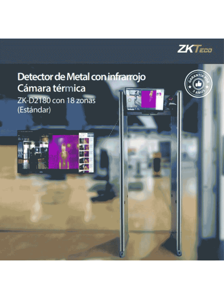 Arco-detector-de-metales-18 zonas-con-medición-de-temperatura-fiebre-antipandémico-D2180TI-ZKTeco-TVC-P3