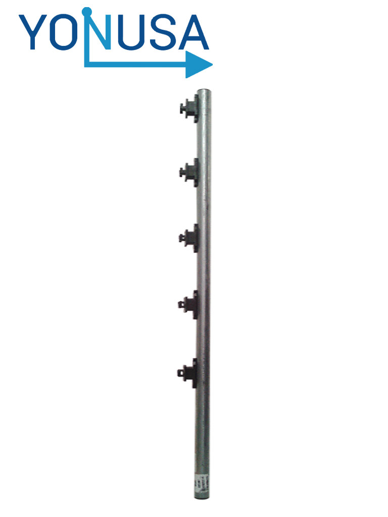 YONUSA TUBOAP101 - Poste de paso para cercos eléctricos, tubo con 5 aisladores de paso instalados/ Tubo de 1.20 mts. listo para instalación en campo/ #JARDÍN