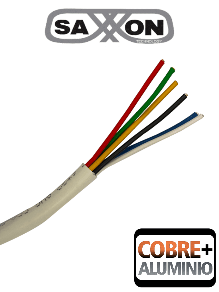 SAXXON OWAC6305JF - Bobina de Cable para Alarma de 6 Conductores/ CCA/ 305 Metros/ Uso Interior/ Material Retardante a la Flama/ Color Blanco/ Recomendado para Alarmas, Control de Acceso, Videoporteros y Audio/