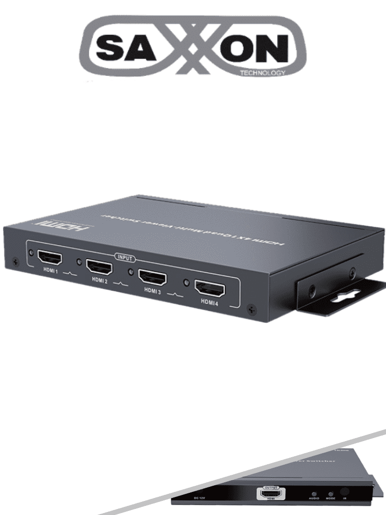 SAXXON LKV401MS- Switch de Video HDMI de 4 Entradas y 1 Salida/ Resolución 1080p@60Hz/ Múltiples Modos de Vista: Modo Dual y 3 Modos Cuádruples/ Muestra el Video de 4 Dispositivos en un Monitor/  