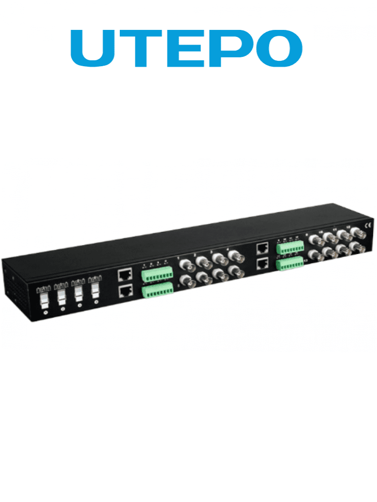 UTEPO UTP116PHD - Transceptor Pasivo de 16 Canales/ Soporta Resolución hasta 4k a 150 Metros/ Soporta HDCVI/TVI/AHD y CVBS/ 720p a 350 Metros/ 1080p a 200 Metros/ 4 Megapixeles a 200 Metros/