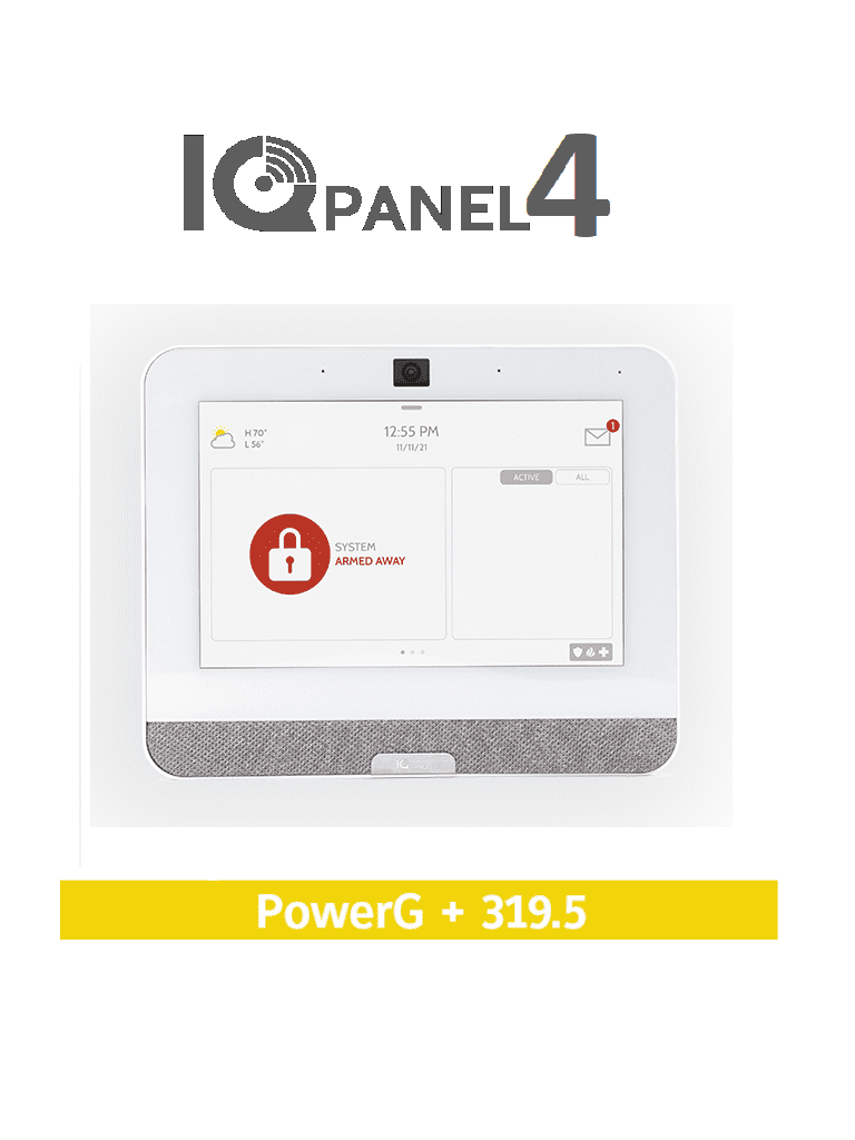 QOLSYS IQP4004 - Sistema de Alarma IQPanel4 Autocontenido , con Pantalla Tactil de 7", Power G 915 Mhz + Qolsys S-Line 319.5 Mhz. Con 4 Bocinas integradas (4W). Para la plataforma Alarm.com
