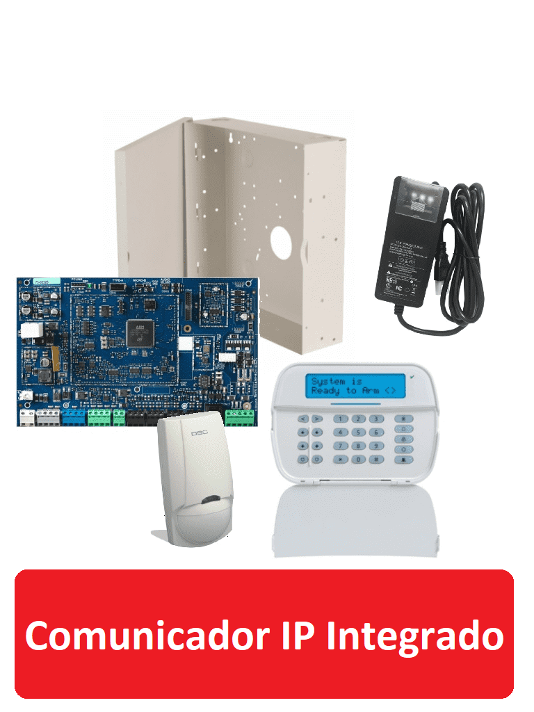DSC Pro Basic - Paquete Pro 32 zonas con comunicador IP integrado/ Panel HS3032/ Teclado HS2LCDPRO / Fuente HS65WPSNA / Sensor LC100 / Gabinete PC5003