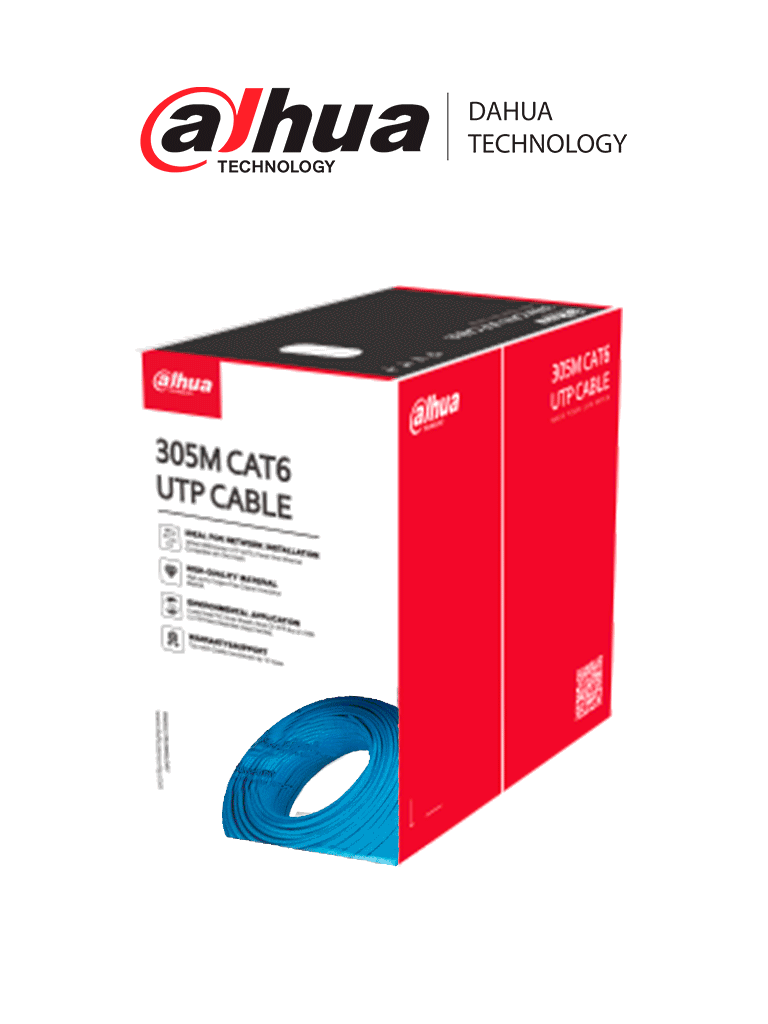 DAHUA DH-PFM920I-6UN-C  - Bobina de Cable UTP Cat6/ 100% Cobre/ Color Azul/ Uso Interior/ 305 Metros/ Recomendado para Redes y Video/ 
