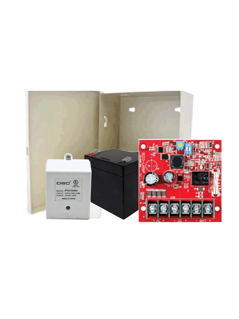 Seco-Larm Kit Fuente De Poder 2 - Kit De Poder Contiene 1 Fuente De Poder De 2.5 Amp, Bateria De Respaldo, Transformador Y Gabinete