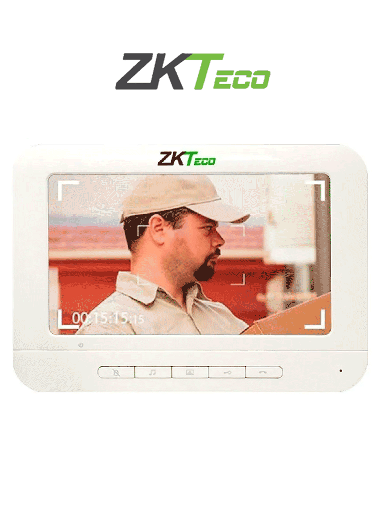 ZKTECO VDPIB3 - Monitor LCD de 7 pulgadas para Videoportero Analógico / Conexión mediante 4 Hilos / Resolución 800*480 píxeles /  Imagen Nítida / Botón de NO Molestar / Hasta 25 Tonos Diferentes