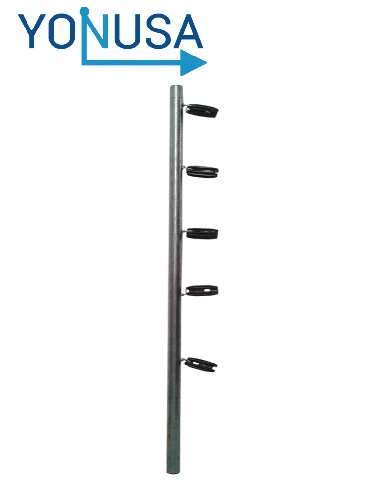 YONUSA TUBOAP201 - Poste de esquina para cercas eléctricas tubo con 5 aisladores de esquina instalados/ 1.20 mts. listo para instalación en campo