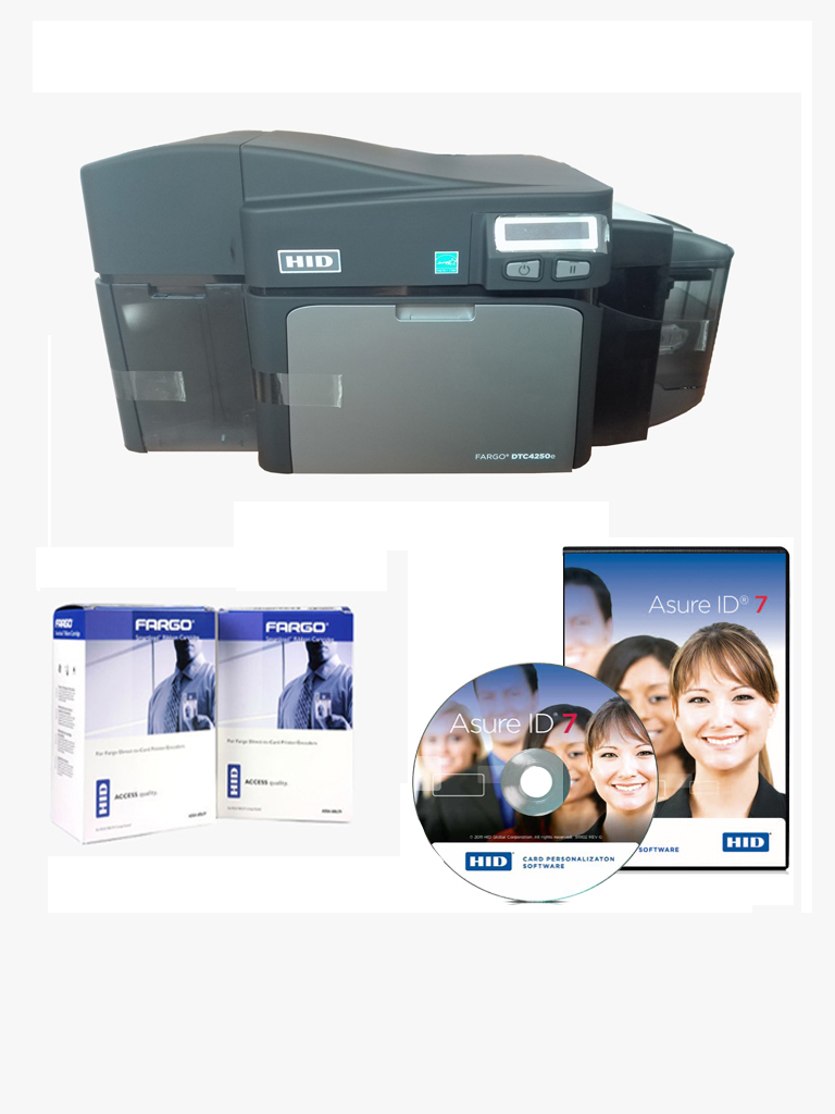 HID DTC4250EDS - Kit de impresora FARGO DTC4250E / Impresion a doble lado/ Incluye software Asure ID Express y 2 cintas para impresion
