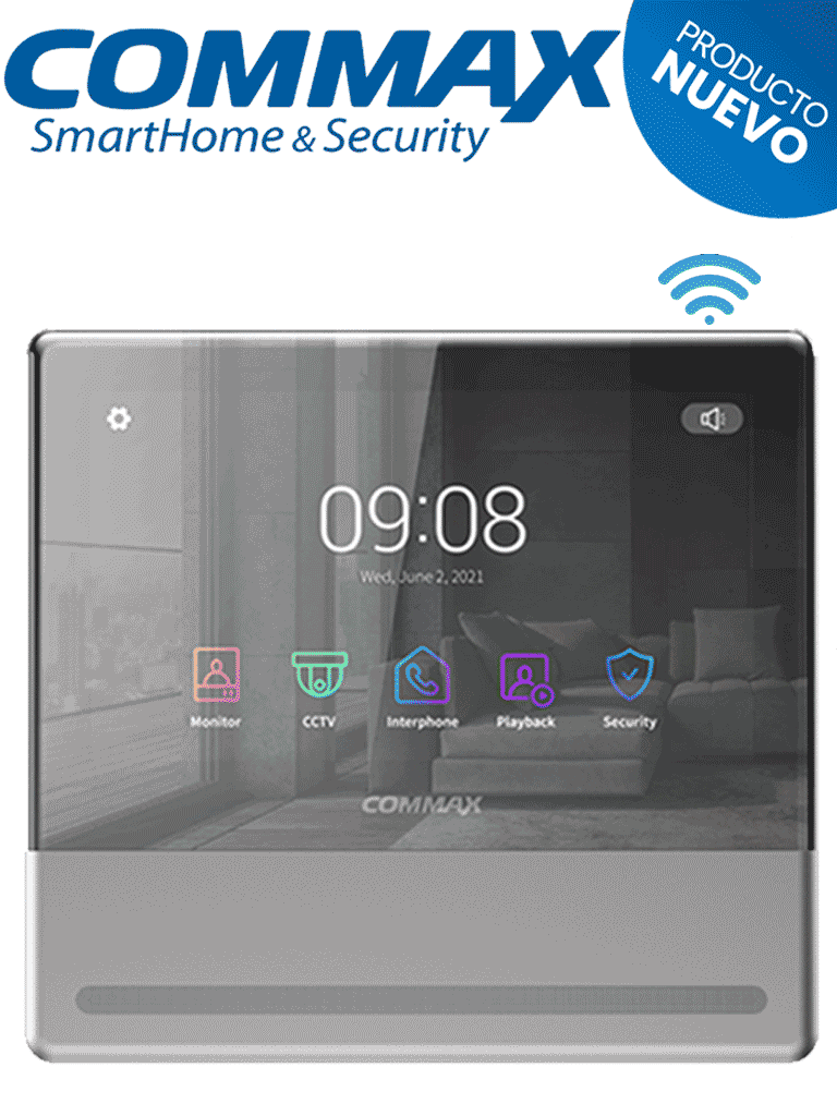 COMMAX CMV70MX - Monitor para videoportero de 7 pulgadas con diseño slim, cuenta con conexión wifi para notificación a celular a través App compatible con Android&iOS, grabación de audio y video con SD