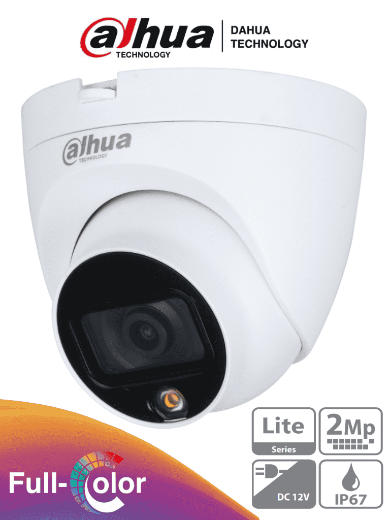 DAHUA HAC-HDW1209TLQP-LED - Camara Domo Full Color de 2 Megapixeles/ 1080p/ Lente de 2.8mm/ 106 Grados de Apertura/ Leds para 20 Metros/  Starlight/ IP67/ #FullColor