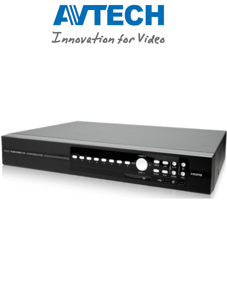 AVTECH KPD677HAEZ- DVR de 8 Canales CVBS/ Resolución 960H/ H.264/ Push Notification/ 2 Bahía de Disco Duro/ Salida HDMI/ VGA y BNC/