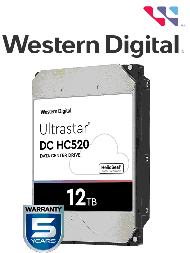 WESTERN HUH721212ALE604 - Disco duro de 12 TB / Serie ULTRASTAR / Recomendado para servidores / Videovigilancia / Sin limite de bahias / 7200RPM / SATA 3 / 6GBS / 256MB