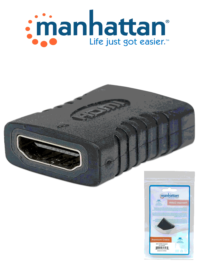MANHATTAN 353465 - Cople HDMI / Hembra-Hembra / Conexión recta / Resolución 4K@60Hz / Para conexión de 2 cables HDMI
