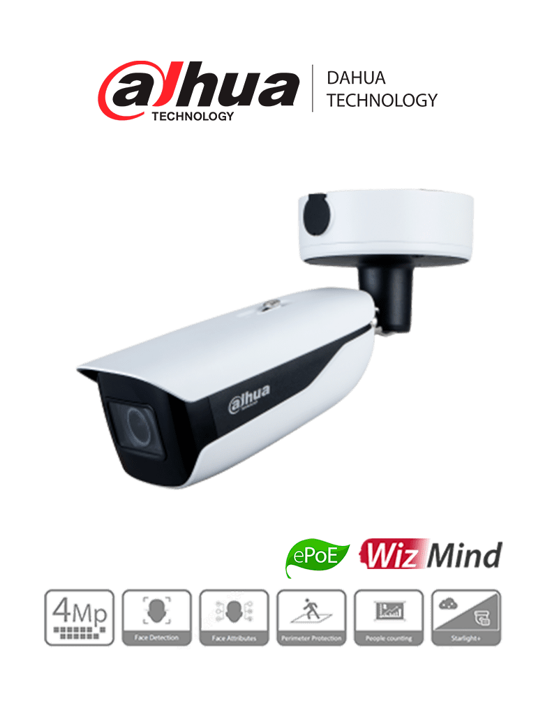 DAHUA IPC-HFW5442HN-ZHE - Camara IP bullet/ 4 megapixeles/ Wizmind/ Lente motorizado 2.7 - 12mm/ IR 60m/ SMD Plus/ ePoE/ H.264+/H.265+