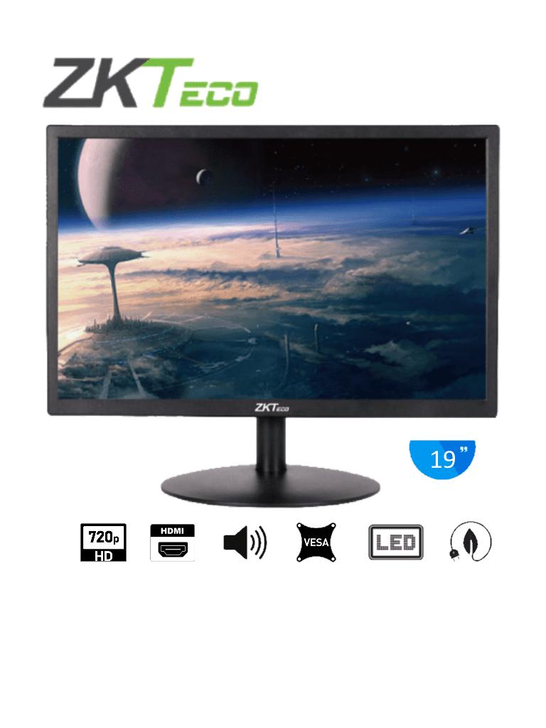 ZKTECO ZD192K - Monitor LED HD de 19 pulgadas / Resolución 1440 x 900 / Entrada de video HDMI y VGA / Altavoces Incorporados / Ángulo de Visión Horizontal 170° /  Soporte VESA / Operación 24/7 / Incluye Cable HDMI / #MUNDIALTVC