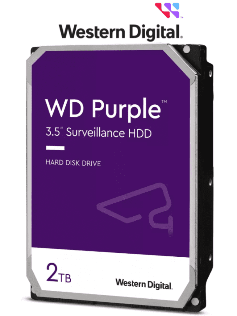 WESTERN WD22PURZ -  Disco Duro de 2TB Purple/ Especial Para Videovigilancia/ Trabajo 24/7/ Interface: Sata 6 Gb/s/ Hasta 64 Cámaras/ Hasta 8 Bahías de Discos Duros/ 3 Años de Garantía/ #hotsaleWD