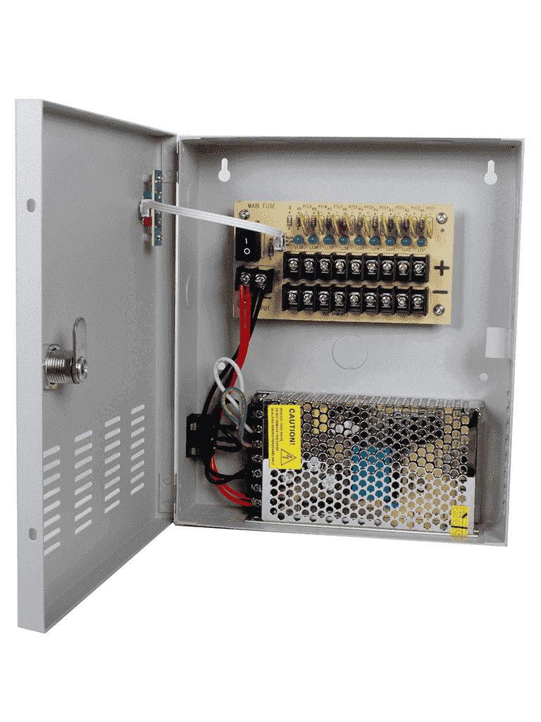SAXXON PSU1210D9 - Fuente de Poder de 12 vcd/ 10 Amperes/ Para 9 Camaras/ 1.1 Amper por Canal/ Protección contra Sobrecargas/ Certificación UL/