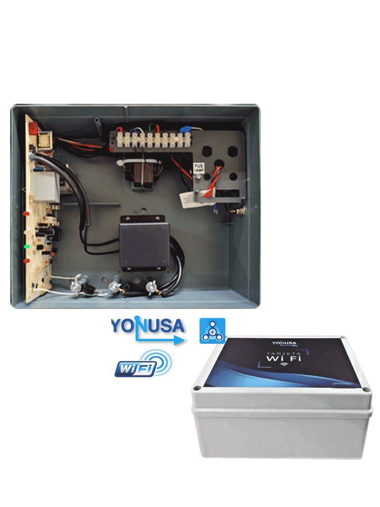 YONUSA EYNG12001WIFI - Paquete de ENERGIZADOR de nueva generacion 12 000V / Modulo  WiFi para control desde SMARTPHONE / Hasta 2 500  Mts lineales