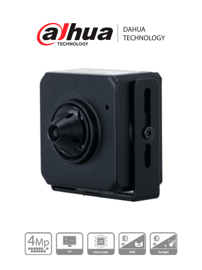 DAHUA IPC-HUM4431SP-L4 - Camara IP Pinhole de 4 Megapixeles/ Lente de 2.8mm/ 96 Grados de Apertura/ H.265+/ Micrófono Integrado/ WDR Real de 120 dB/ 1 E&S de Audio/ #LoNuevo