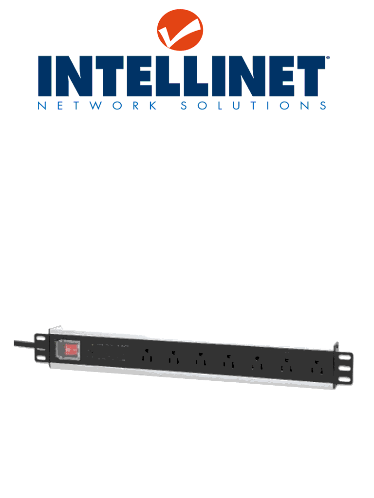 INTELLINET 207102 - Barra PDU multicontacto de 7 salidas para montaje en 1.5 UR/ 19" / Enchufes Tipo EU (NEMA 5) / Cable de alimentación de 3m / Con protección para Picos y cortos circuitos