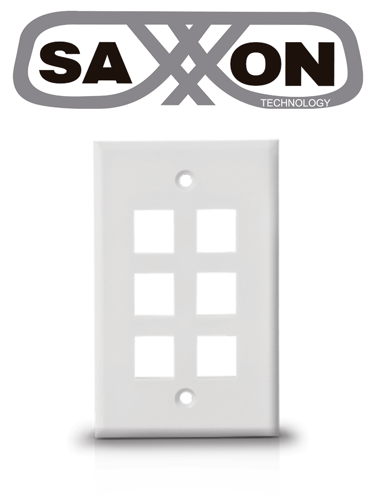 SAXXON A1756A - Placa de pared / Vertical / 6 Puertos tipo keystone / Color blanco