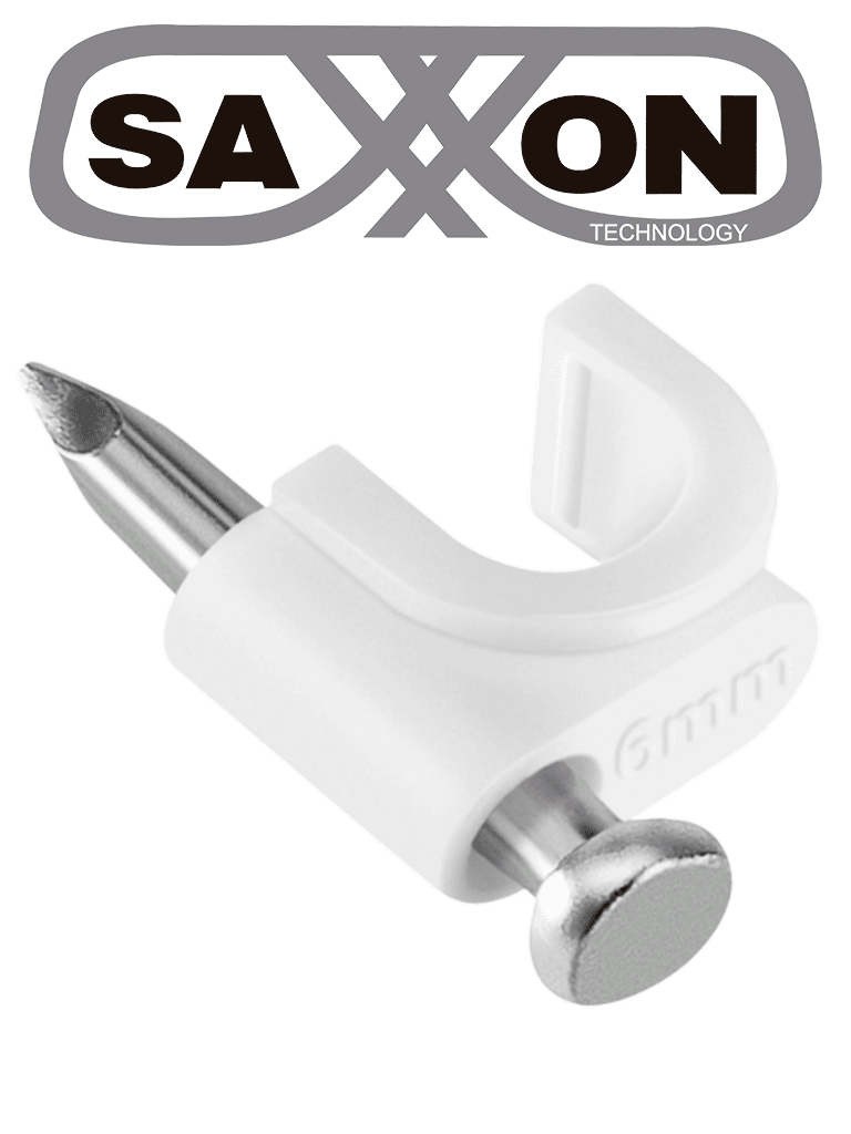 SAXXON eGRA955MMB- Bolsa de 50 grapas de pared/ Color blanco/ 6 mm/ Con clavo de 3/4 para concreto de alta resistencia