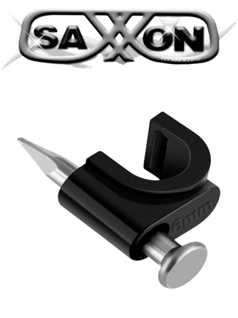 SAXXON eGRA955MMN- Bolsa de 50 grapas de pared/ Color negro/ 5 mm/ Con clavo de 3/4 para concreto de alta resistencia