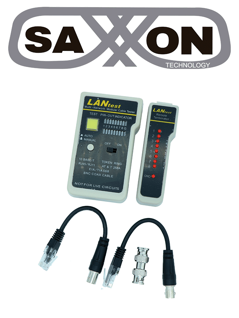 SAXXON G288 - Probador de cables / Conectores RJ45 / BNC / RJ11