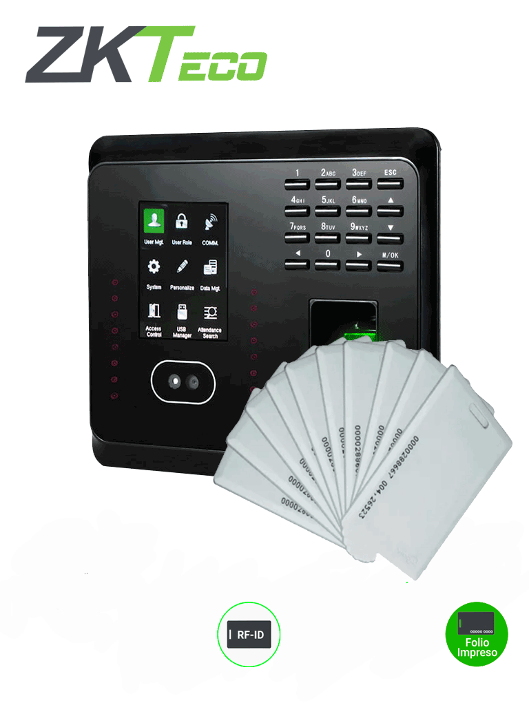 ZKTECO MB360IDP- Paquete de Control de Acceso y Asistencia MB360ID con 10 tarjetas de proximidad ID de 125Khz  IDCARDN