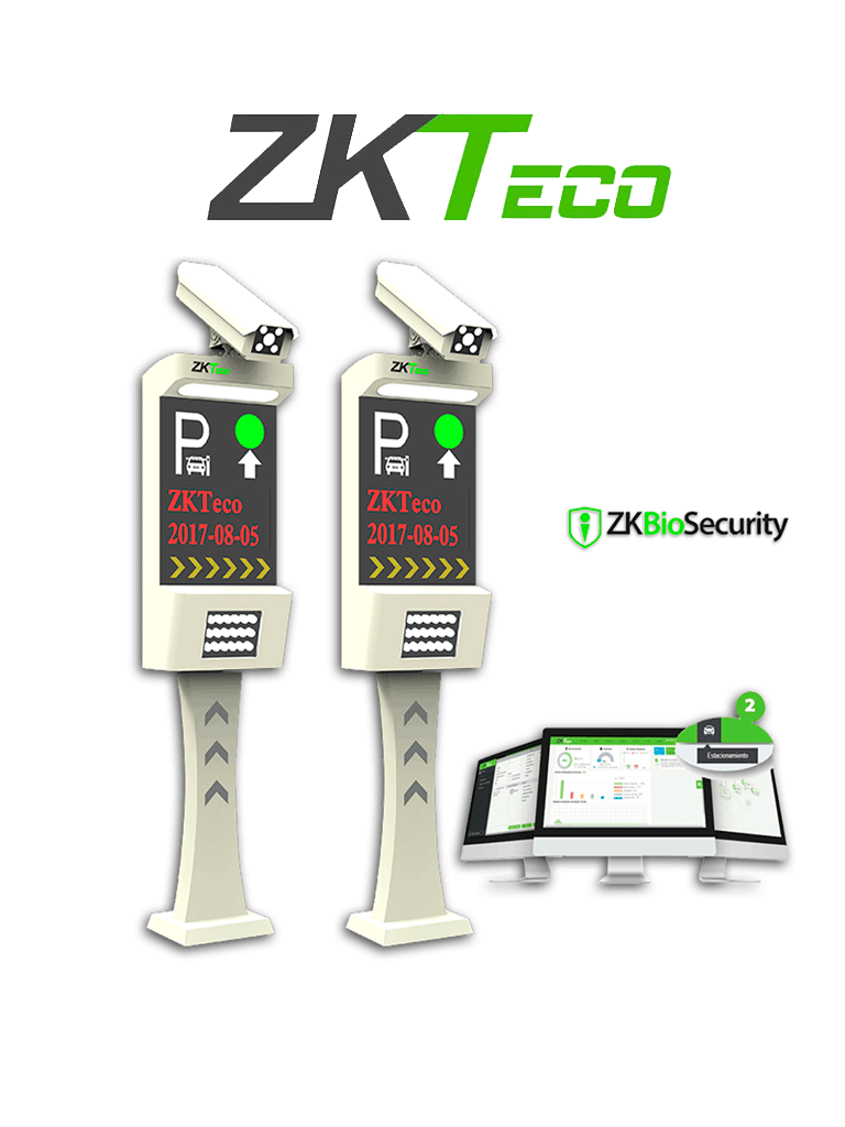 ZKTECO LPRSBio1000 - Paquete De Control de Acceso Vehicular Por Medio De Lectura De Placas Para Entrada Y Salida / Pantalla LCD  Modulo de Estacionamiento de Biosecurity para 2 cámaras