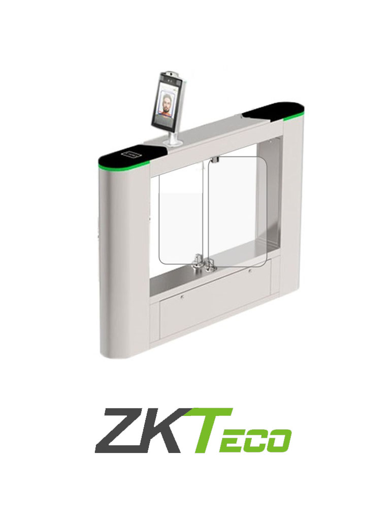 ZKTECO SBTL6230 TD - Barrera Abatible Tipo Swing un Carril Adicional de Acceso Peatonal /  Acero Inoxidable/ Aletas de Acrílico / Incluye un Lector Biometrico de Temperatura
