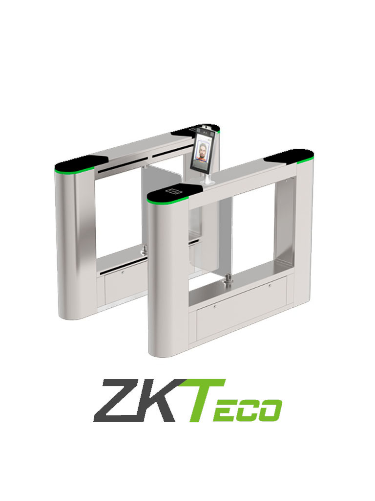 ZKTECO SBTL6030 TD - Barrera Abatible Tipo Swing un Carril de Acceso Peatonal /  Acero Inoxidable/ Aletas de Acrílico / Incluye un Lector Biometrico de Temperatura