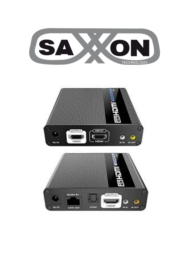 SAXXON LKV676E- Kit extensor de video HDMI/ Resolucion 4K/ 60 Hz/ Hasta 70 metros con Cat 6/ 6A/ 7/ Cero latencia/ Loop HDMI/ Soporta HDR/ ARC/ Transmision IR