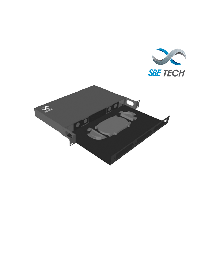 SBE TECH SBE-DFO18D - Distribuidor de fibra óptica con charola deslizable /  acepta 3 placas de acopladores / 1 UR