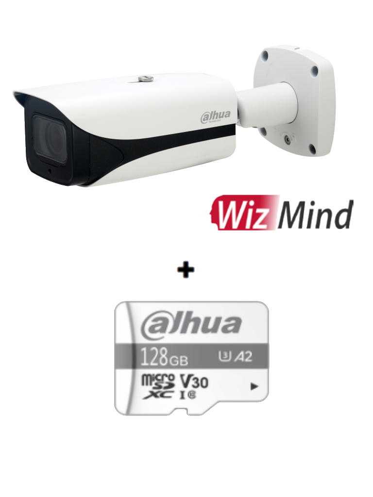 DAHUA IPC-HFW5242E-ZE-MF - Cámara IP Bullet IA de 2 Megapixeles con Micro SD 128Gb Incluida/ Lente Mot. de 2.7 a 12/ H.265/ IR de 50 Mts/ E&S de Audio y Alarma/ WDR/ MicroSD/ IP67/ IK10/ Detección de Rostros #SeriePro #MITAD