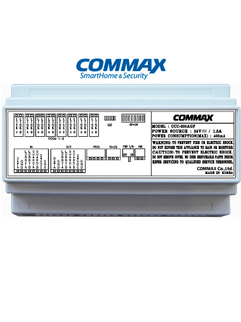 COMMAX CCU208AGF - Distribuidor de piso para sistema de audio portero departamental/ 8 Intercomunicadores AP2SAG / Conexión a 2 hilos / 24 VDC/ Sistema #Audiogate 