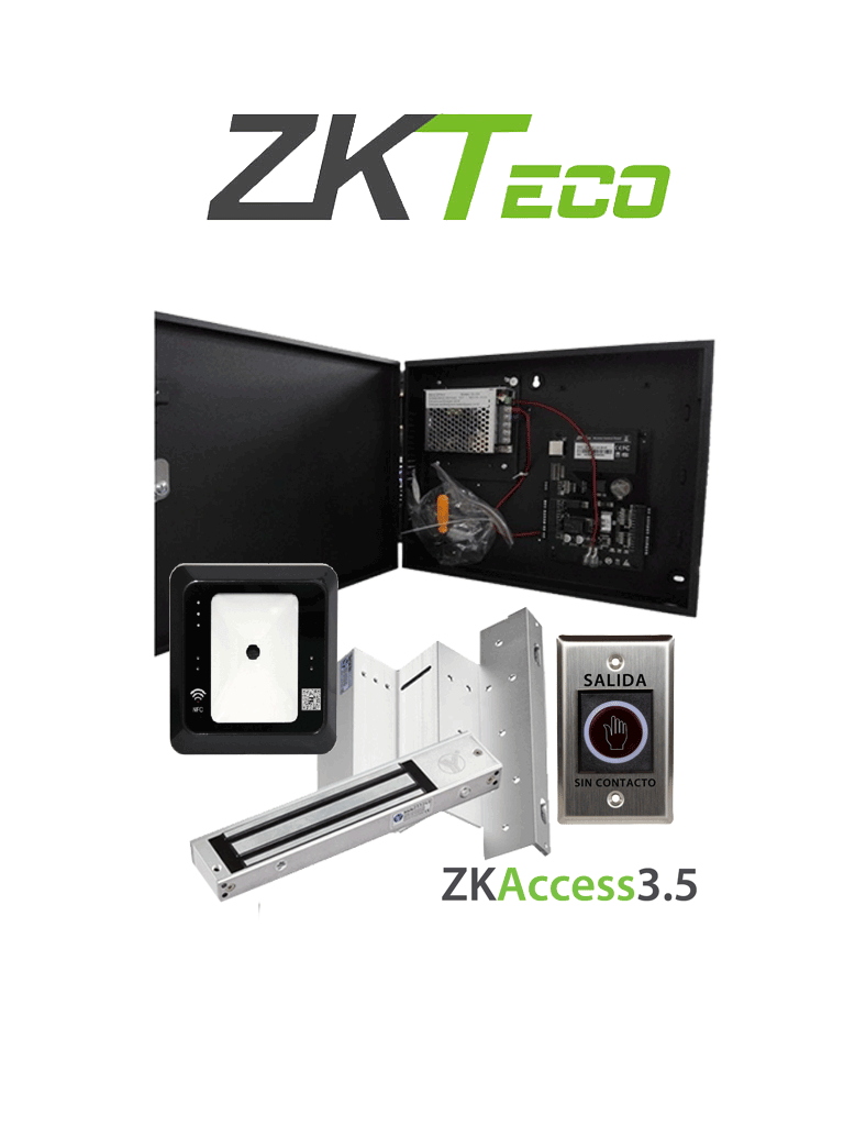 ZKTECO C3QRPack - Control de Acceso Mediante Lectura de Código QR / Una puerta de Madera o Metal / 200 kg / Salida mediante Botón Sin Contacto / Administra con Software ZK Access 3.5 hasta 30,000 Usuarios