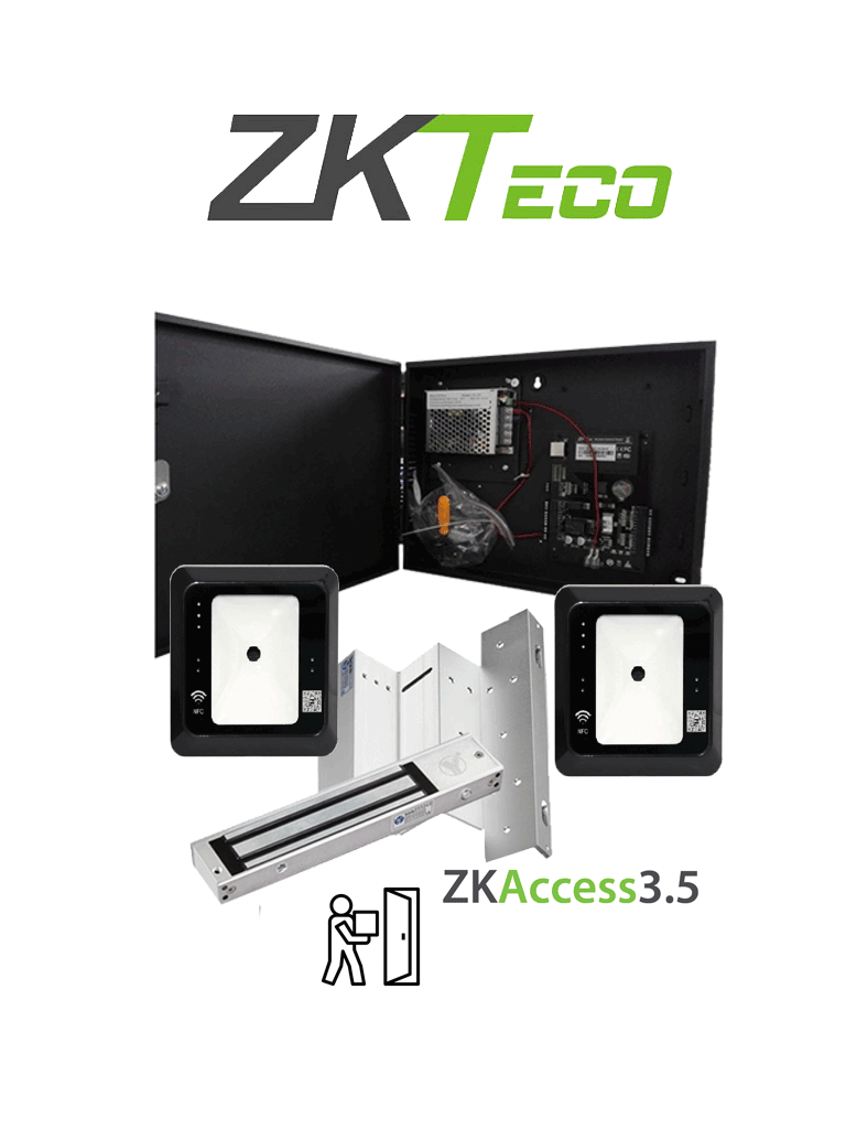 ZKTECO C3QR2Pack - Control de Acceso Mediante Lectura de Código QR para Entrar y Salir sin Contacto / Una Puerta de Madera o Metal / 200 kg / Administra con Software ZK Access 3.5 hasta 30,000 Usuarios