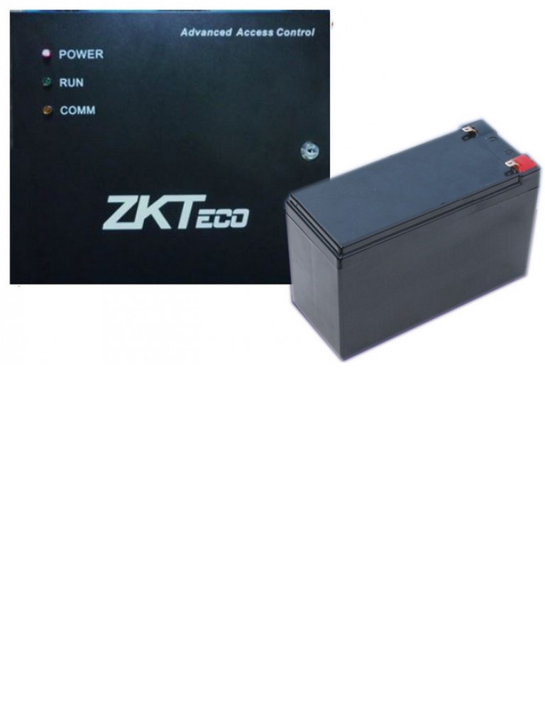 ZKTECO GABIPAK - Paquete de Gabinete Metálico con Fuente y Batería de Respaldo 12V 7Ah / Compatible con INBIO / C3XXX / EC10 / EX16 