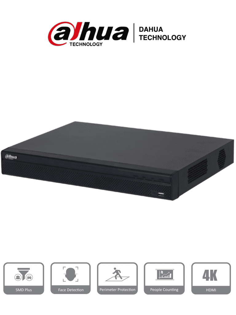 DAHUA NVR4232-4KS2/L - NVR De 8 Megapixeles/ 4k/ 32 Canales IP/ Rendimiento de160 Mbps/ Smart H.265+/ 2 Bahías de Discos Duros de Hasta 10 TB/ HDMI&VGA/ 4&2 E&S de Alarmas/ Soporta Camaras WizSense/