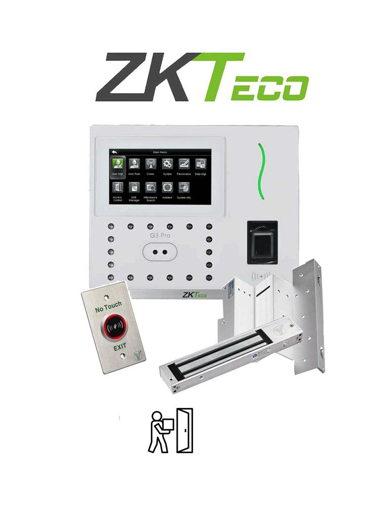 ZKTECO G3PROPACK - Paquete de control de acceso y asistencia con validación facial, palma y tarjetas ID de 125 KHz, incluye contrachapa magnética de 200 Kg y soporte de fijación/ #TodoIncluido