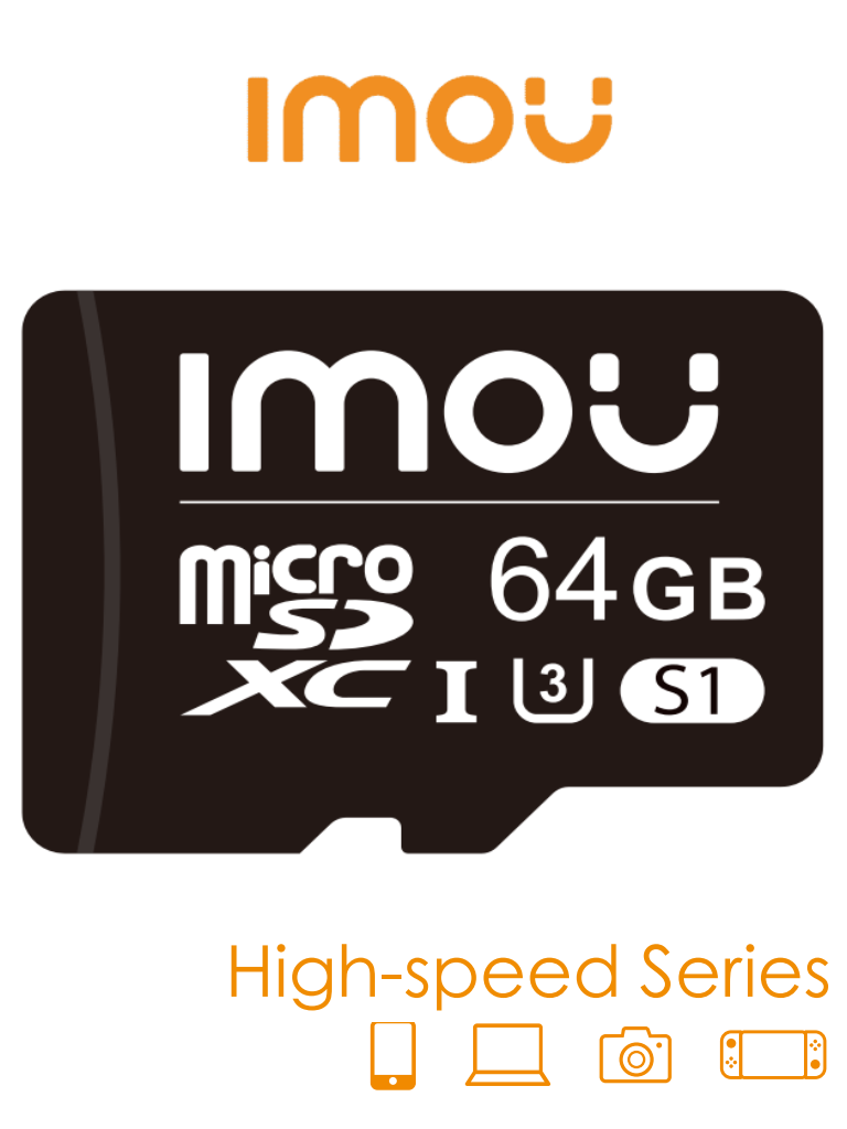 IMOU ST2-64-S1 - Memoria MicroSD de 64 Gb/ UHS-1, Clase 10, U3, V30/ 3D TLC NAND flash/ Velocidad de Lectura 95MB/s/ Ideal Para Cámaras de Seguridad, Teléfonos, Tablet, etc./ 