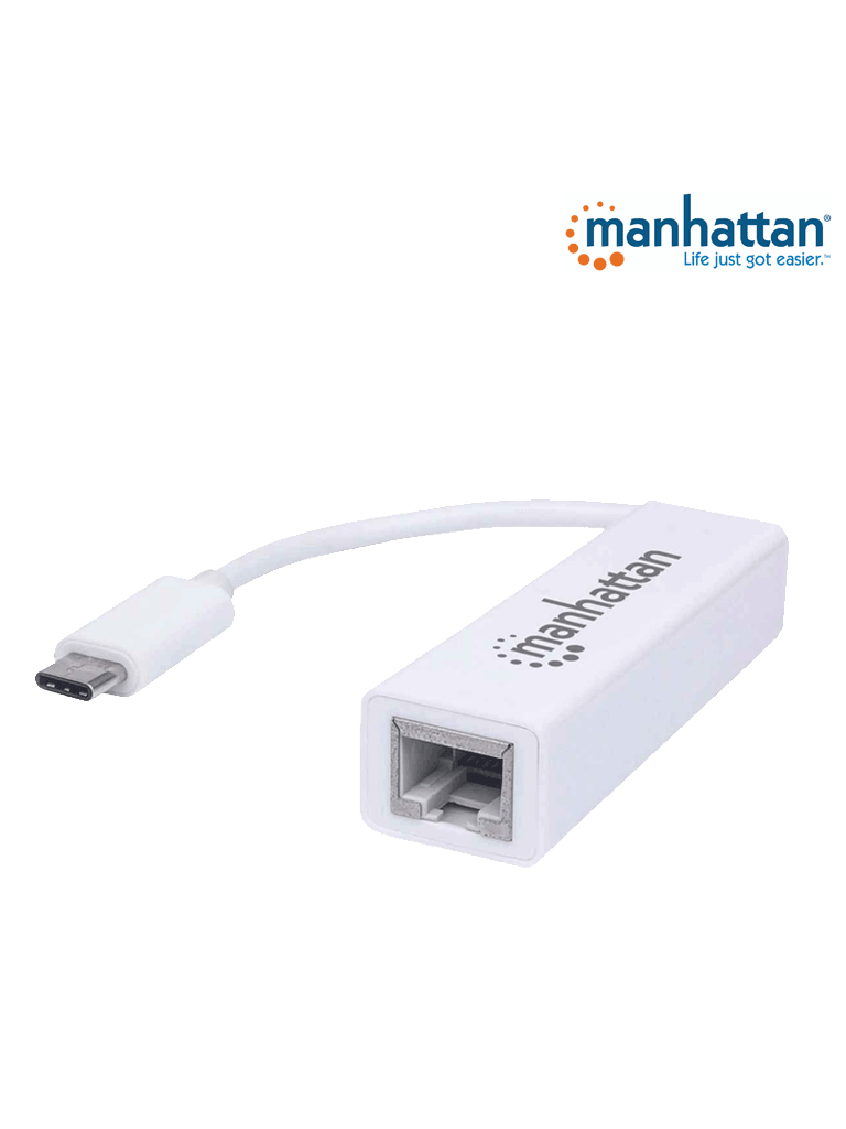 MANHATTAN 507585 Adaptador de USB Tipo C a Red Gigabit USB SuperSpeed 3.2 Generación 1; 10/100/1000 Mbps Gigabit Ethernet