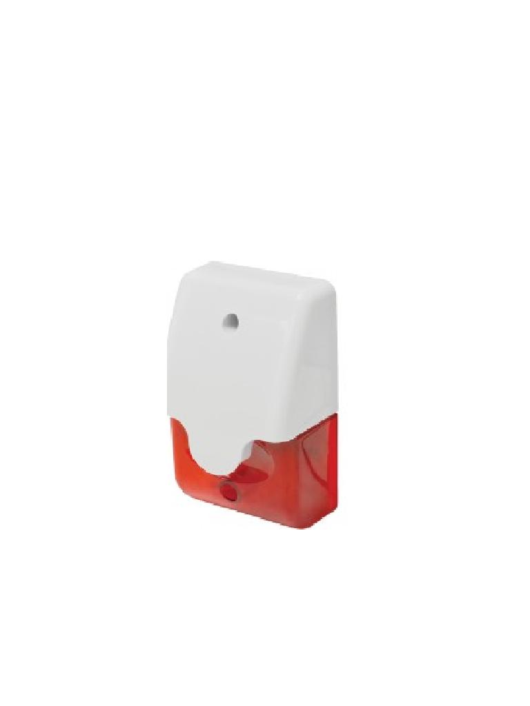 Seco-Larm SL1312SAR -  Sirena mini piezoeléctrica  roja y luz estroboscópica LED 