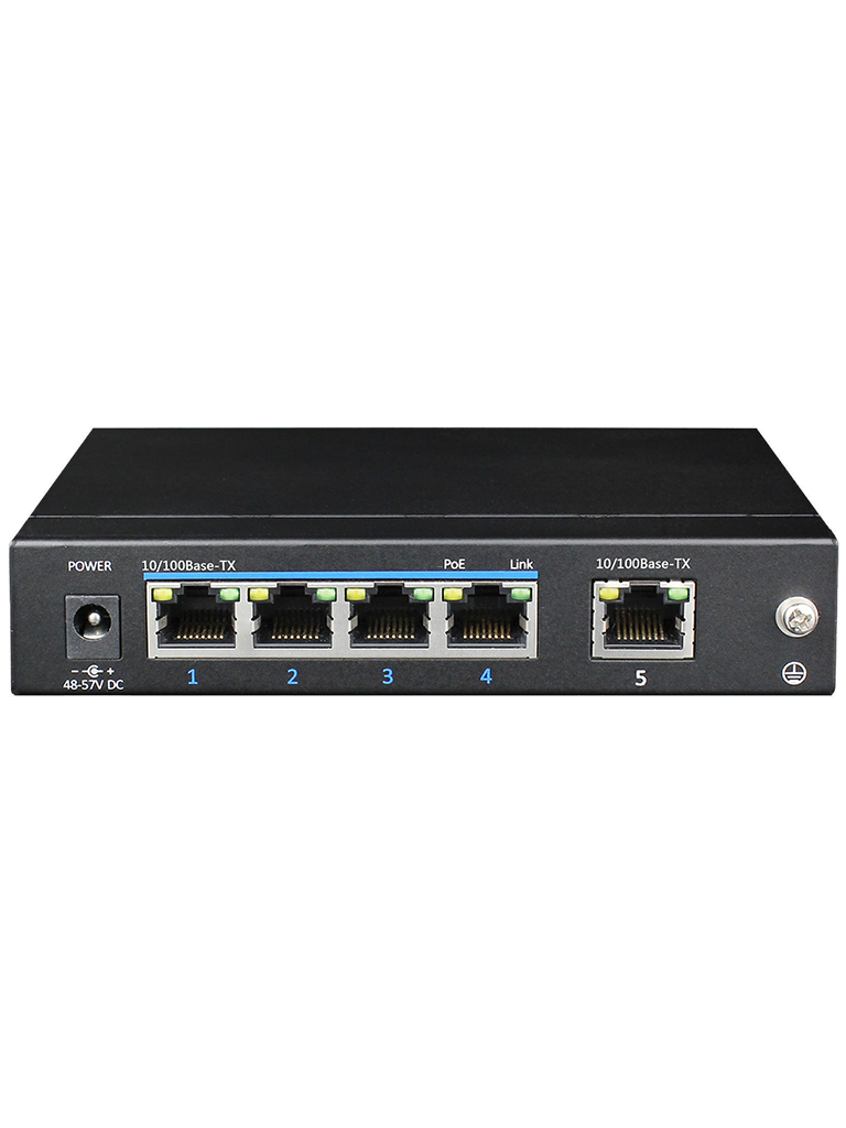 UTEPO UTP3SW0401TP60 - Switch  PoE de 5 Puertos Fast Ethernet/ 4 Puertos  PoE/ 60  Watts Totales/ 1 Puerto Uplink/ Estándares  802.3af & at / Conexión hasta 250m en Modo CCTV/ No administrable 