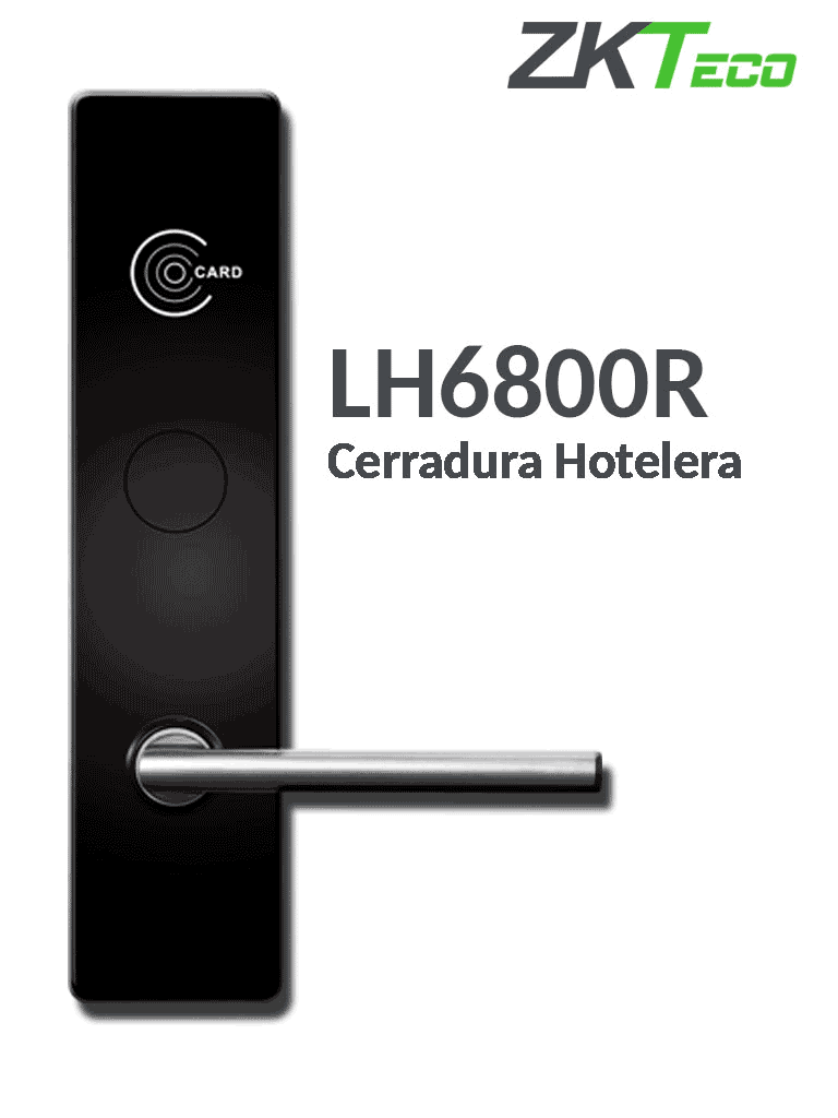 ZKTECO LH6800R- Cerradura derecha para hotel / MIFARE 13.56 Mhz / 35 a 45 mm grosor de puerta / Aleación de Zinc / 224 eventos 